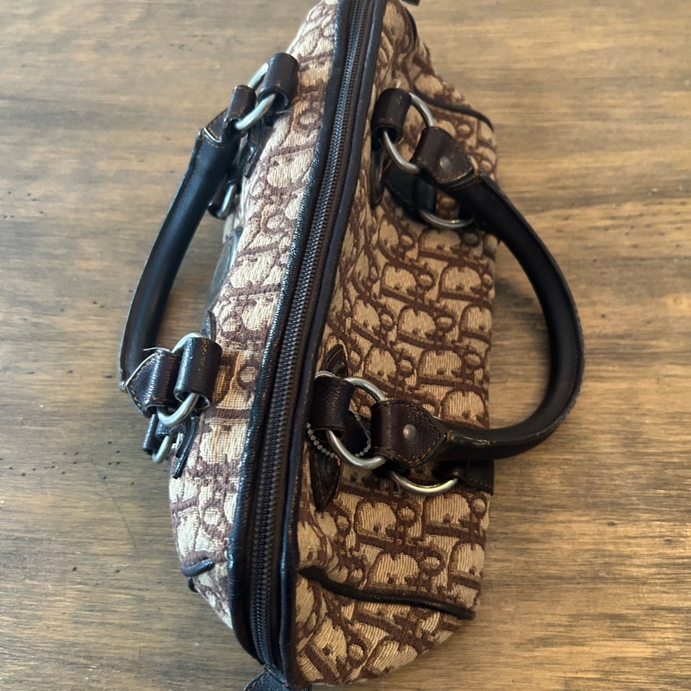 DIOR BOWLING CLOTH HANDBAG monogram brown leather Vintage - Picture 4 of 17